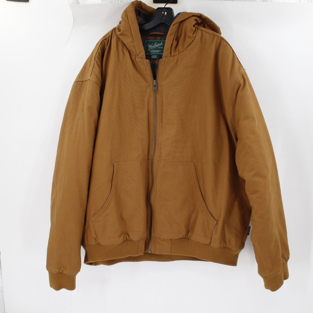 Woolrich Work Jacket Mens 2XL The Green Label Canvas Full Zip Hooded insulated